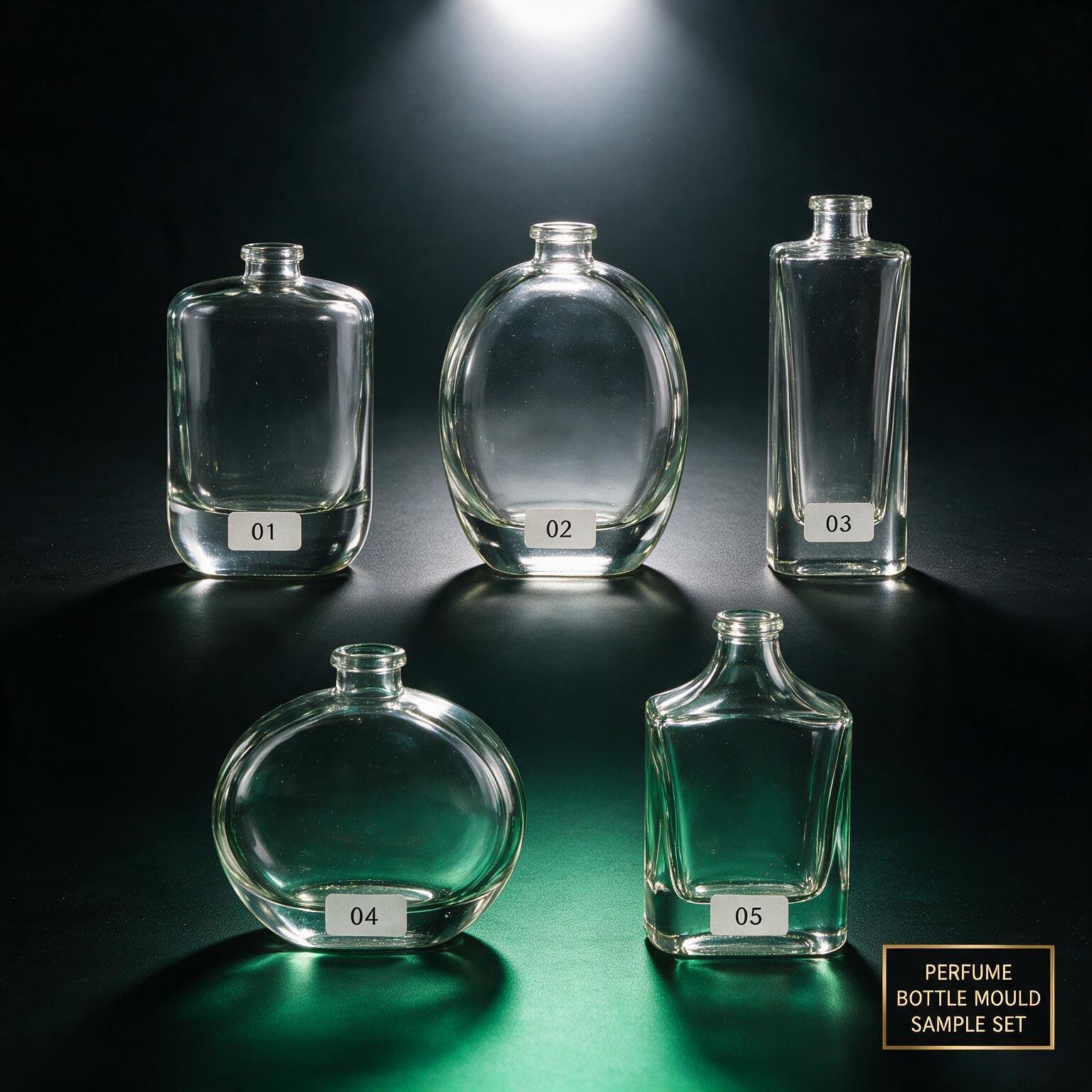5 labeled mold sample shapes